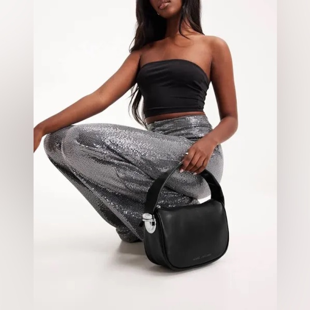 Rare Marc Jacobs Pushlock Mini Hobo Bag Black Leather Small Designer Shoulder - Picture 11 of 11